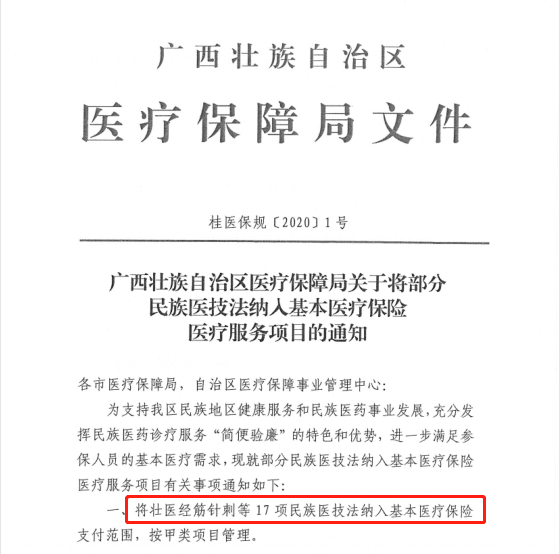 【好消息】太阳成集团tyc4633壮医学科开展的16项民族医技法均纳入医保支付范围